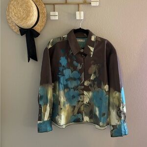 NWT We The Free Good Luck Printed Button Down Top Large